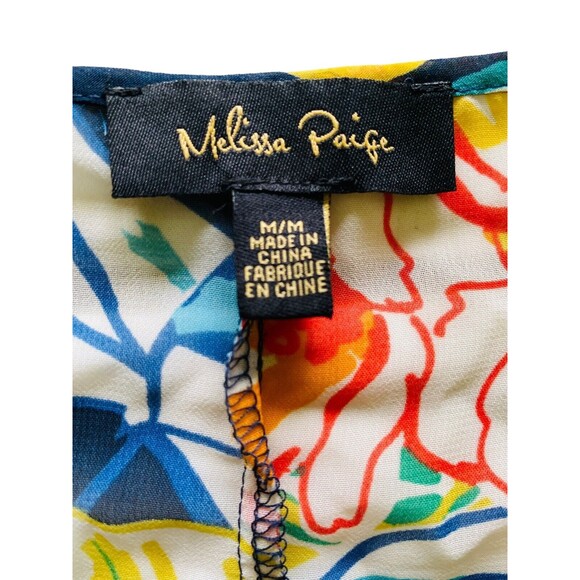 MELISSA PAIGE Top Women’s Blouse Sheer Floral Beaded Cold Shoulder Tunic Medium - Picture 6 of 12